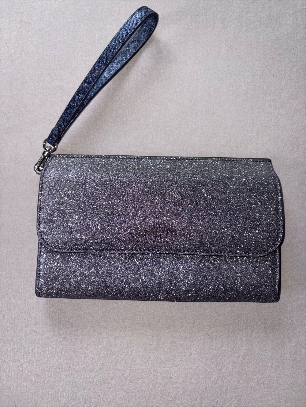 kate spade Glitter Wristlet Clutch - Black Silver Sparkle